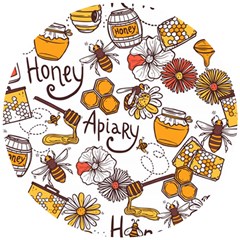 Honey Seamless Pattern Wooden Puzzle Round