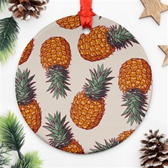 Seamless Pattern With Vector Illustrations Pineapples Ornament (round) by Vaneshart