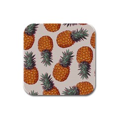 Seamless Pattern With Vector Illustrations Pineapples Rubber Square Coaster (4 Pack)  by Vaneshart