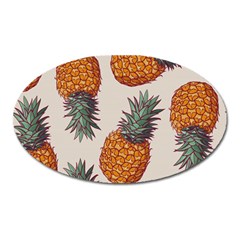 Seamless Pattern With Vector Illustrations Pineapples Oval Magnet by Vaneshart