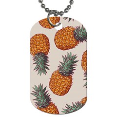 Seamless Pattern With Vector Illustrations Pineapples Dog Tag (one Side) by Vaneshart