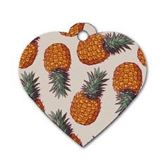 Seamless Pattern With Vector Illustrations Pineapples Dog Tag Heart (two Sides) by Vaneshart