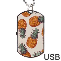 Seamless Pattern With Vector Illustrations Pineapples Dog Tag Usb Flash (one Side) by Vaneshart