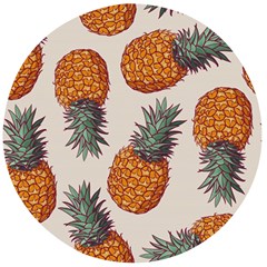 Seamless Pattern With Vector Illustrations Pineapples Wooden Bottle Opener (round) by Vaneshart