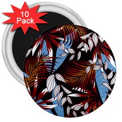 Trending Abstract Seamless Pattern With Colorful Tropical Leaves Plants Black 3  Magnets (10 Pack)  by Vaneshart