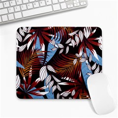 Trending Abstract Seamless Pattern With Colorful Tropical Leaves Plants Black Large Mousepads by Vaneshart