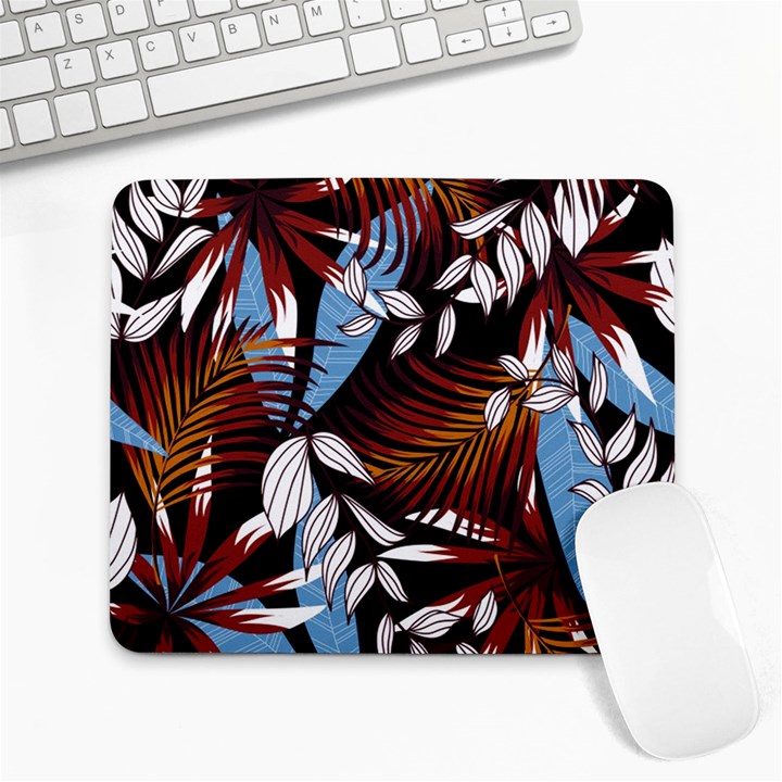 Trending Abstract Seamless Pattern With Colorful Tropical Leaves Plants Black Large Mousepads