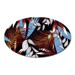 Trending Abstract Seamless Pattern With Colorful Tropical Leaves Plants Black Oval Magnet by Vaneshart