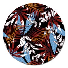 Trending Abstract Seamless Pattern With Colorful Tropical Leaves Plants Black Magnet 5  (round) by Vaneshart