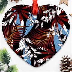 Trending Abstract Seamless Pattern With Colorful Tropical Leaves Plants Black Heart Ornament (two Sides) by Vaneshart