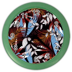 Trending Abstract Seamless Pattern With Colorful Tropical Leaves Plants Black Color Wall Clock by Vaneshart