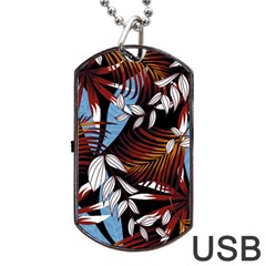 Trending Abstract Seamless Pattern With Colorful Tropical Leaves Plants Black Dog Tag Usb Flash (two Sides) by Vaneshart