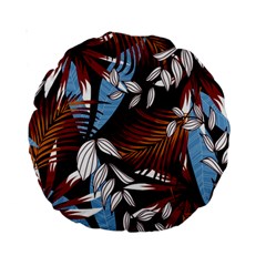 Trending Abstract Seamless Pattern With Colorful Tropical Leaves Plants Black Standard 15  Premium Round Cushions