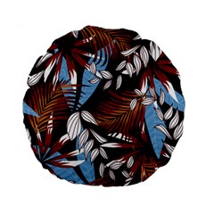 Trending Abstract Seamless Pattern With Colorful Tropical Leaves Plants Black Standard 15  Premium Flano Round Cushions by Vaneshart