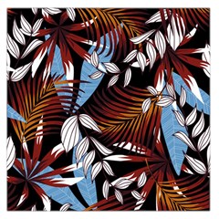 Trending Abstract Seamless Pattern With Colorful Tropical Leaves Plants Black Large Satin Scarf (square) by Vaneshart