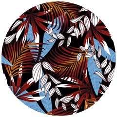 Trending Abstract Seamless Pattern With Colorful Tropical Leaves Plants Black Wooden Puzzle Round by Vaneshart