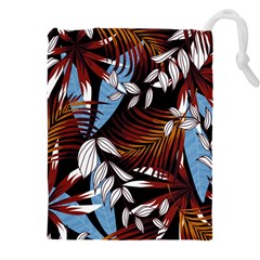 Trending Abstract Seamless Pattern With Colorful Tropical Leaves Plants Black Drawstring Pouch (5xl)