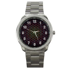 Dark Hexagon With Light Fire Background Sport Metal Watch by Vaneshart