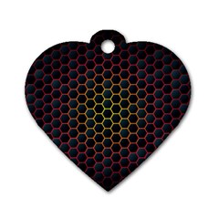 Dark Hexagon With Light Fire Background Dog Tag Heart (one Side) by Vaneshart