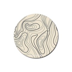 Topographic Lines Background Salmon Colour Shades Rubber Round Coaster (4 Pack)  by Vaneshart