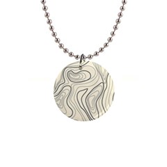 Topographic Lines Background Salmon Colour Shades 1  Button Necklace by Vaneshart