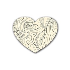 Topographic Lines Background Salmon Colour Shades Heart Coaster (4 Pack)  by Vaneshart