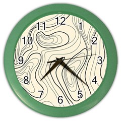 Topographic Lines Background Salmon Colour Shades Color Wall Clock by Vaneshart