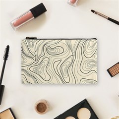 Topographic Lines Background Salmon Colour Shades Cosmetic Bag (small) by Vaneshart