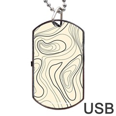 Topographic Lines Background Salmon Colour Shades Dog Tag Usb Flash (one Side) by Vaneshart