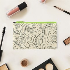 Topographic Lines Background Salmon Colour Shades Cosmetic Bag (xs) by Vaneshart