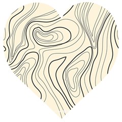 Topographic Lines Background Salmon Colour Shades Wooden Puzzle Heart by Vaneshart