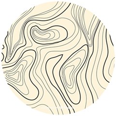 Topographic Lines Background Salmon Colour Shades Wooden Puzzle Round by Vaneshart