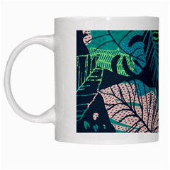 Seamless Abstract Pattern With Tropical Plants White Mugs by Vaneshart