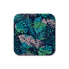 Seamless Abstract Pattern With Tropical Plants Rubber Square Coaster (4 Pack)  by Vaneshart