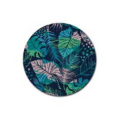 Seamless Abstract Pattern With Tropical Plants Rubber Coaster (round)  by Vaneshart