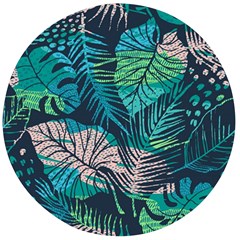 Seamless Abstract Pattern With Tropical Plants Wooden Bottle Opener (round)