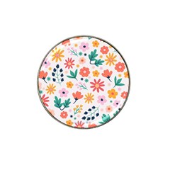 Flat Colorful Flowers Leaves Background Hat Clip Ball Marker (10 Pack) by Vaneshart