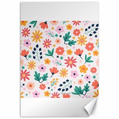 Flat Colorful Flowers Leaves Background Canvas 12  X 18  by Vaneshart