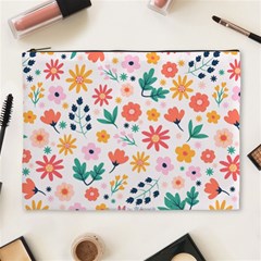 Flat Colorful Flowers Leaves Background Cosmetic Bag (xl) by Vaneshart