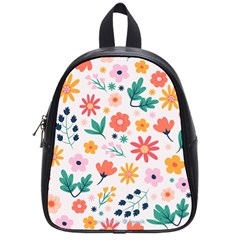 Flat Colorful Flowers Leaves Background School Bag (small) by Vaneshart