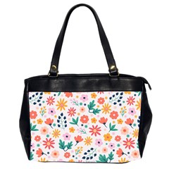 Flat Colorful Flowers Leaves Background Oversize Office Handbag (2 Sides) by Vaneshart