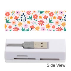 Flat Colorful Flowers Leaves Background Memory Card Reader (stick) by Vaneshart