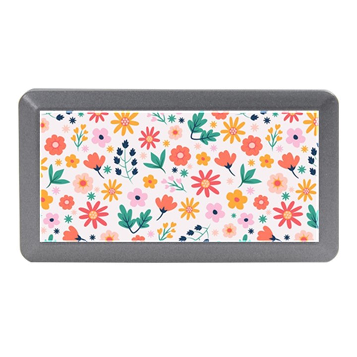 Flat Colorful Flowers Leaves Background Memory Card Reader (Mini)