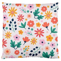 Flat Colorful Flowers Leaves Background Large Cushion Case (two Sides) by Vaneshart