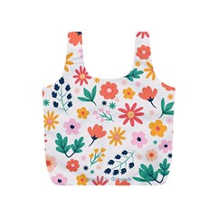 Flat Colorful Flowers Leaves Background Full Print Recycle Bag (s) by Vaneshart