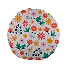 Flat Colorful Flowers Leaves Background Standard 15  Premium Flano Round Cushions by Vaneshart