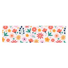 Flat Colorful Flowers Leaves Background Satin Scarf (oblong)