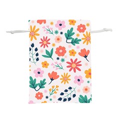 Flat Colorful Flowers Leaves Background Lightweight Drawstring Pouch (m) by Vaneshart