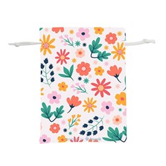 Flat Colorful Flowers Leaves Background Lightweight Drawstring Pouch (l)