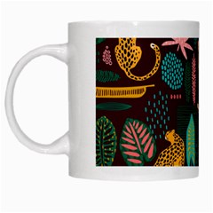 Vector Seamless Pattern With Leopards White Mugs by Vaneshart